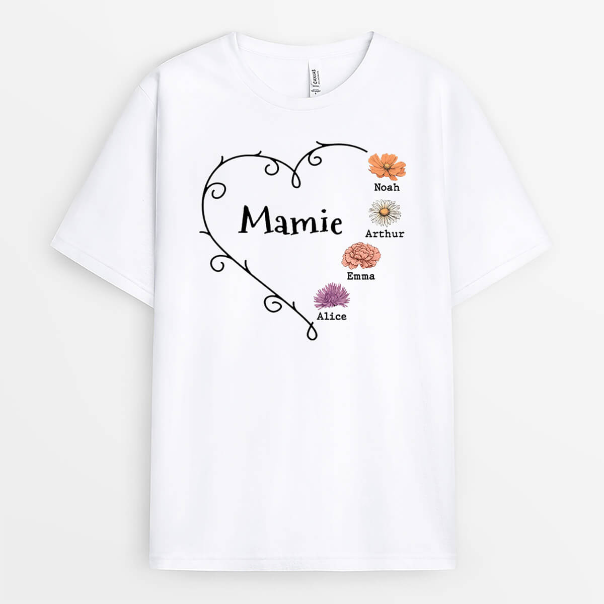 3043AFR2 mamie florale version retro teeshirt personnalise pour mamie