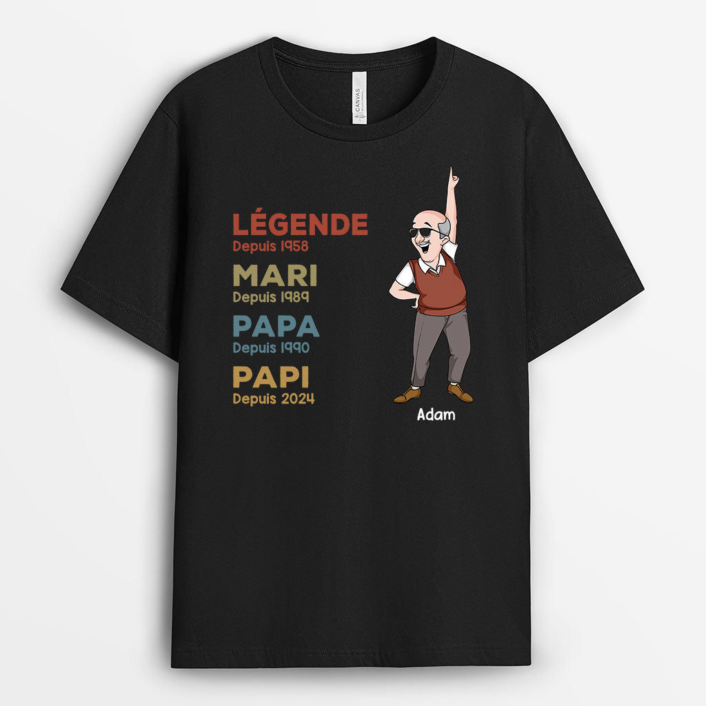 3046AFR1 papy legende qui danse t shirt papy personnalise