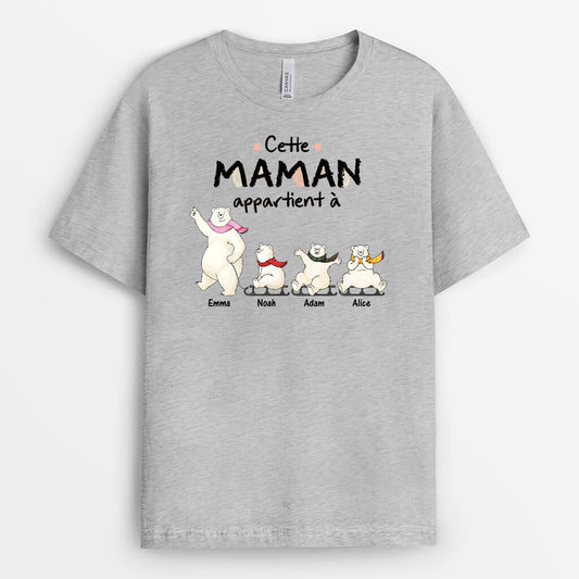 3049AFR2 cette mamie appartient a version ours blancs tee shirt pour mamie personnalise