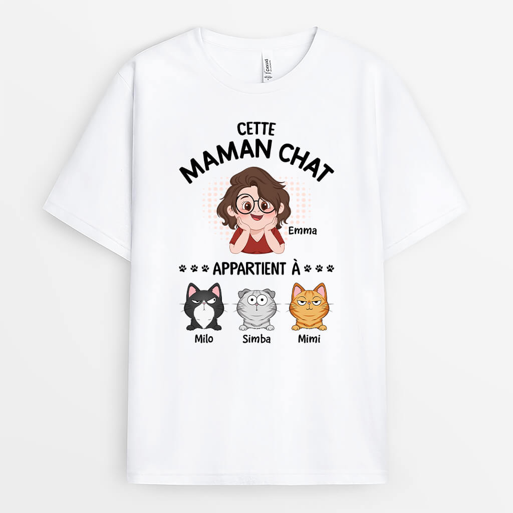 3050AFR1 cette maman chat appartient a version maitre et chat t shirt personnalise chat