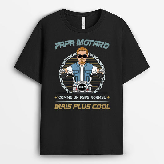 3052AFR1 papa motard plus cool t shirt personnalise pour papa