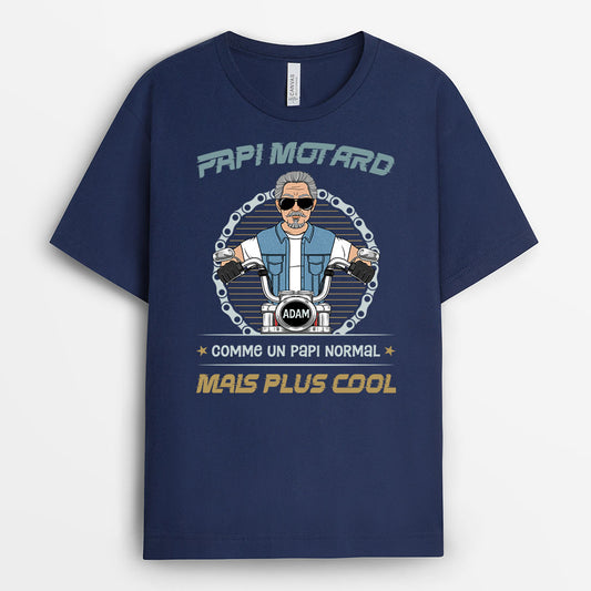 3052AFR2 papa motard plus cool t shirt personnalise pour papa