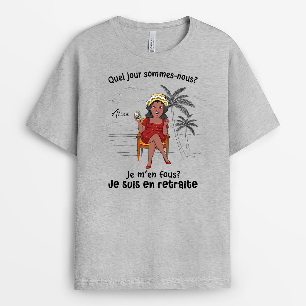 3054AFR2 qui sen soucie je suis retraitee version humour t shirt retraite personnalise pour femme