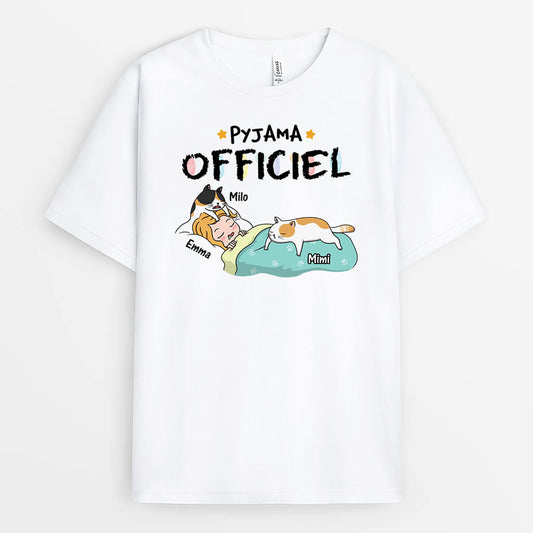 3055AFR1 pyjama officiel avec chats malicieux tee shirt chat personnalise