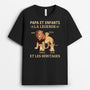 3057AFR2 papy lion et petits enfants t shirt personnalise avec animaux