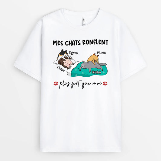 3058AFR1 mes chats ronflent plus fort que moi tee shirt personnalise chat