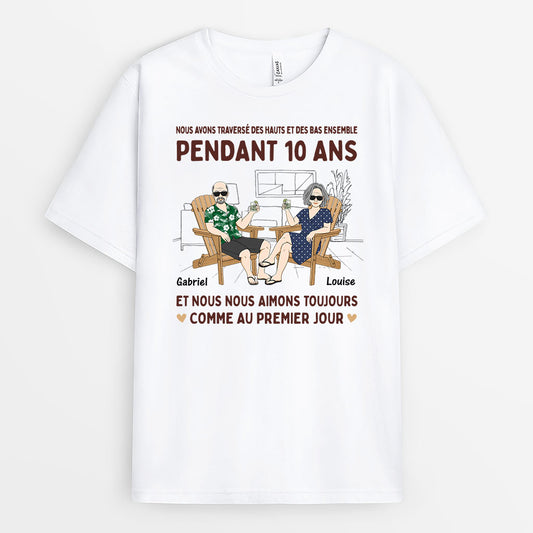 3065AFR1 comme au premier jour t shirt personnalise couple