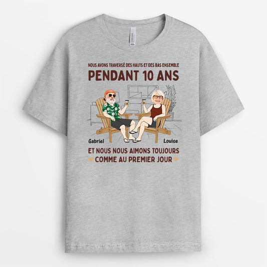 3065AFR2 comme au premier jour t shirt personnalise couple