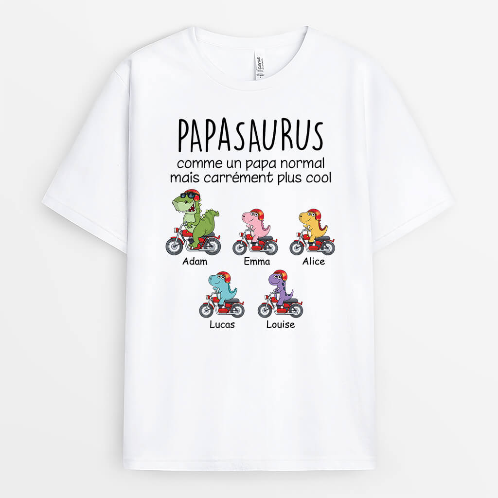 3067AFR1 papysaurus avec moto t shirt papy personnalise