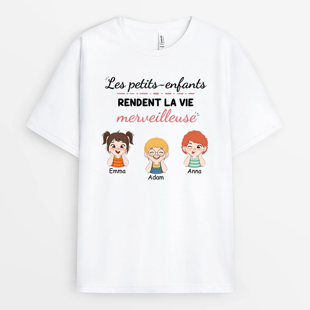 3070AFR1 les enfants rendent la vie merveilleuse version mamie tee shirt personnalise pour mamie
