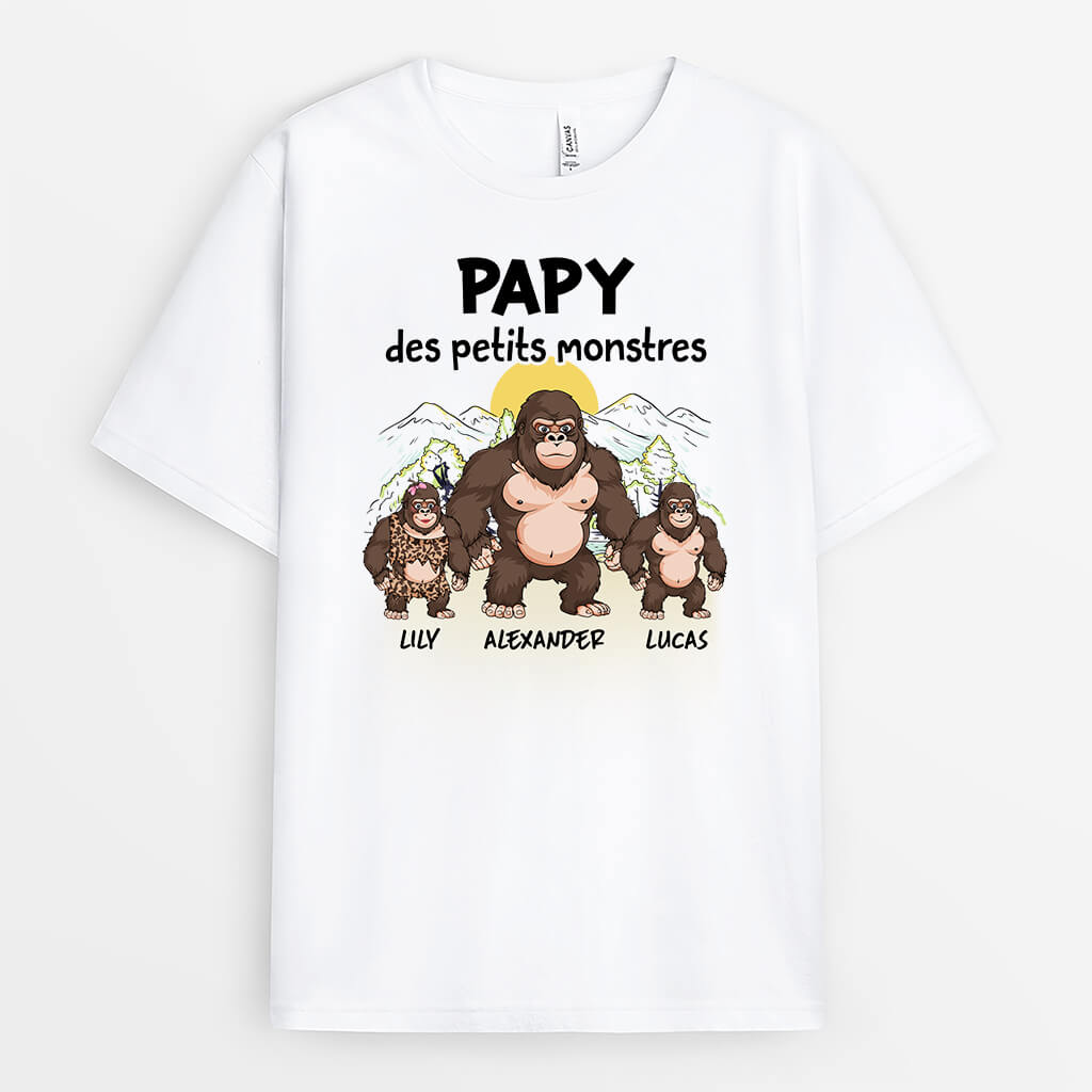 3078AFR1 papy des petits monstres singes t shirt papy personnalise