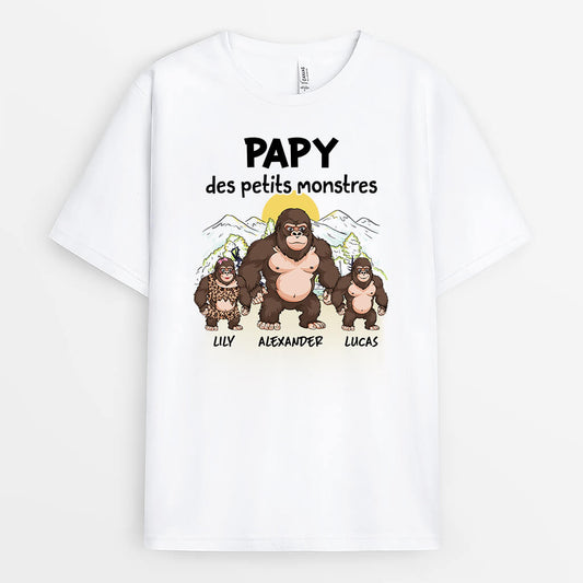 3078AFR1 papy des petits monstres singes t shirt papy personnalise