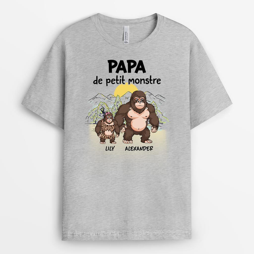 3078AFR2 papy des petits monstres singes t shirt papy personnalise