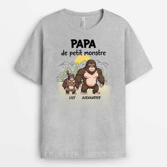 3078AFR2 papy des petits monstres singes t shirt papy personnalise