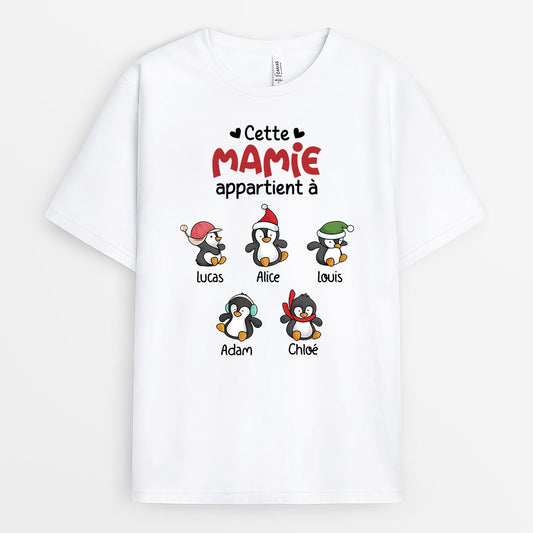 3079AFR1 ce papy appartient a des manchots de noel tee shirt papy personnalisable