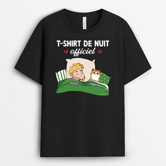 3081AFR2 t shirt de nuit officiel avec chat t shirt personnalise chat