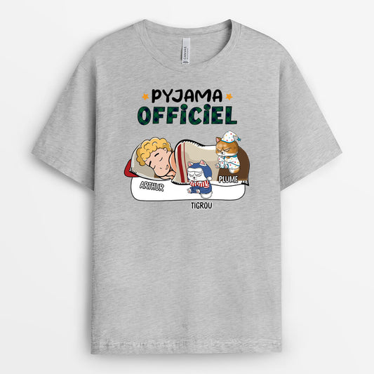 3098AFR2 pyjama officiel version chat en pyjama tee shirt personnalise chat