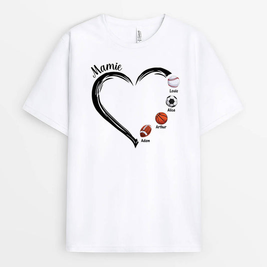 3102AFR1 mamie coeur version ballons de sport t shirt mamie personnalise