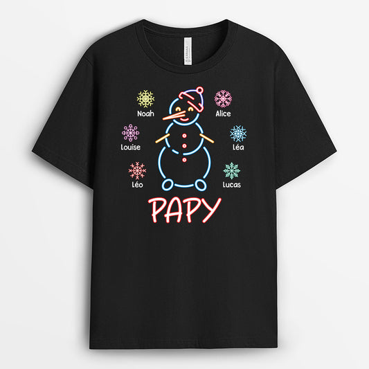 3103AFR1 papy version bonhomme de neige neon avec flocons t shirt personnalise pour papy_55364224 2ac0 4af7 9470 e5bd65782746