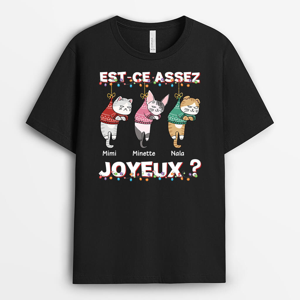 3106AFR1 est ce assez heureux version chat malicieux t shirt peronnalise noel