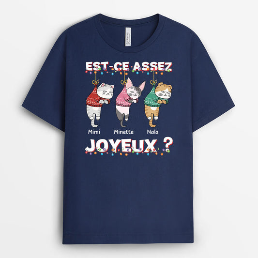 3106AFR2 est ce assez heureux version chat malicieux t shirt peronnalise noel