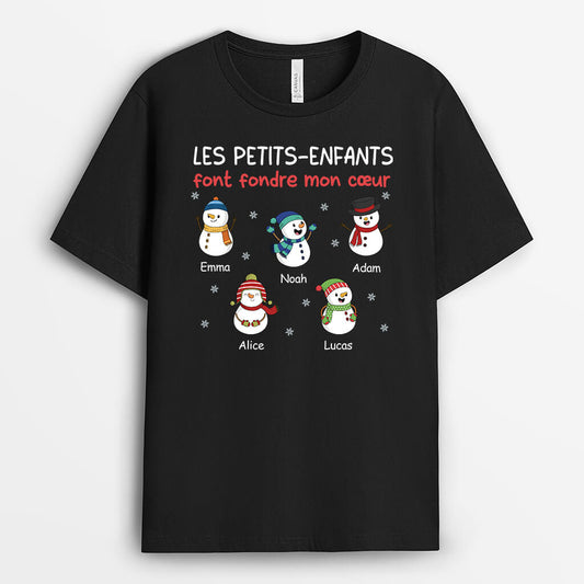 3107AFR2 les petits enfants font mon coeur version mamie t shirt personnalise mamie