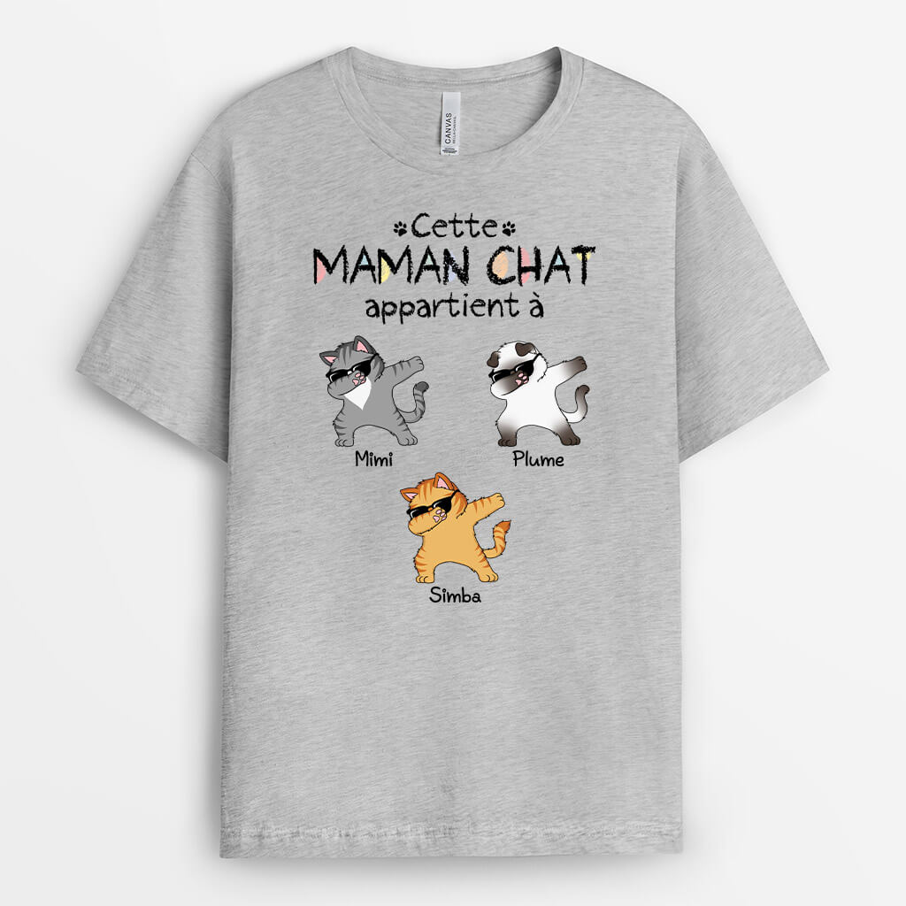 3108AFR2 cette maman chat appartient a des chats qui font un dab t shirt personnalise avec chat