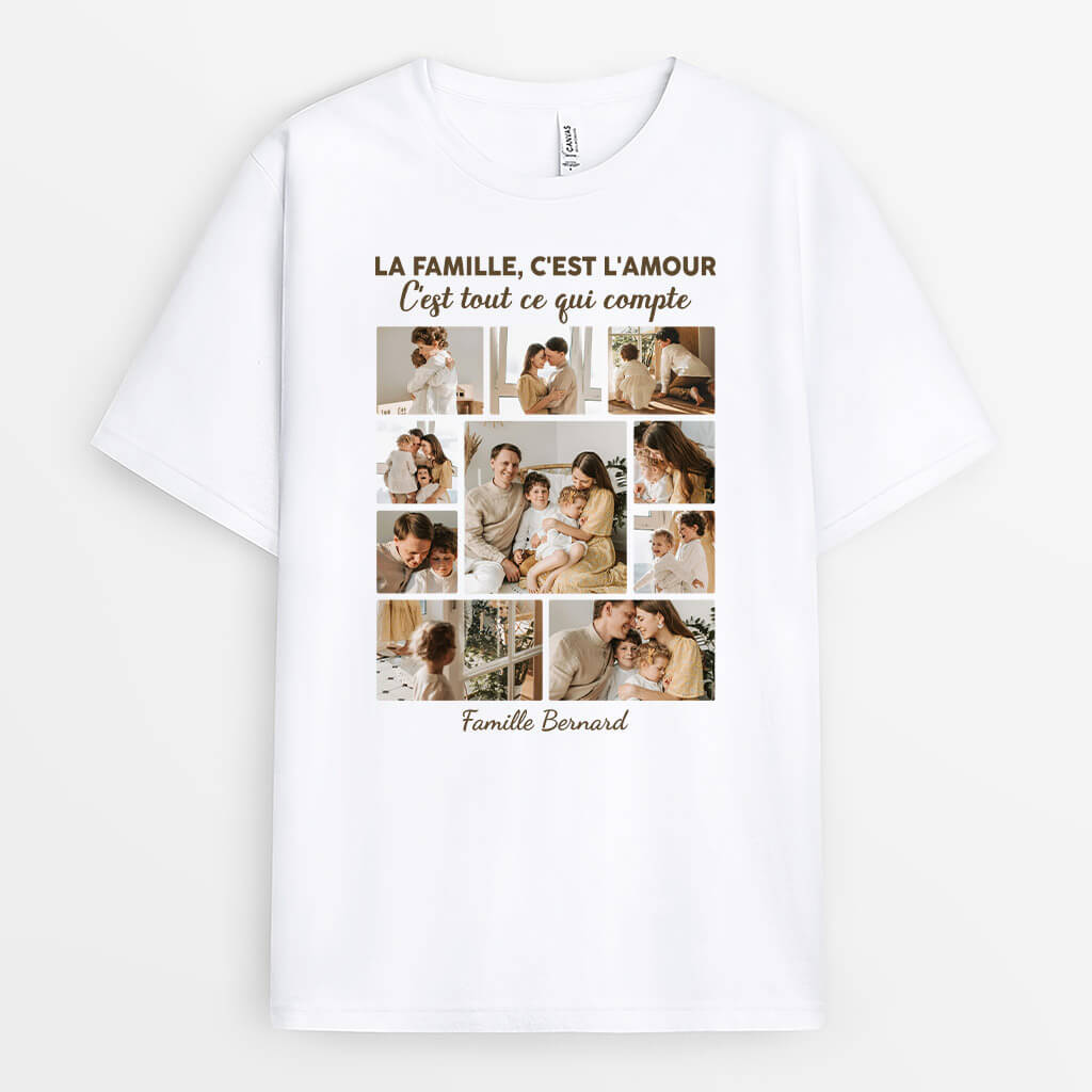 3114AFR1 la famille cest lamour et cest tout ce qui compte version photo t shirt personnalise famille