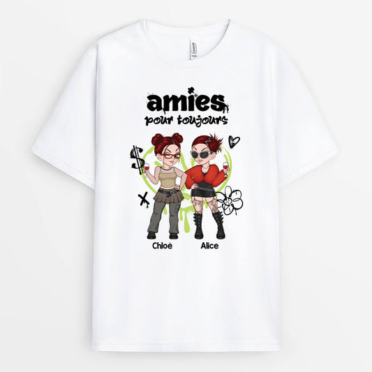 3118AFR1 les meilleures amies pour toujours version chic tee shirt personnalise amie