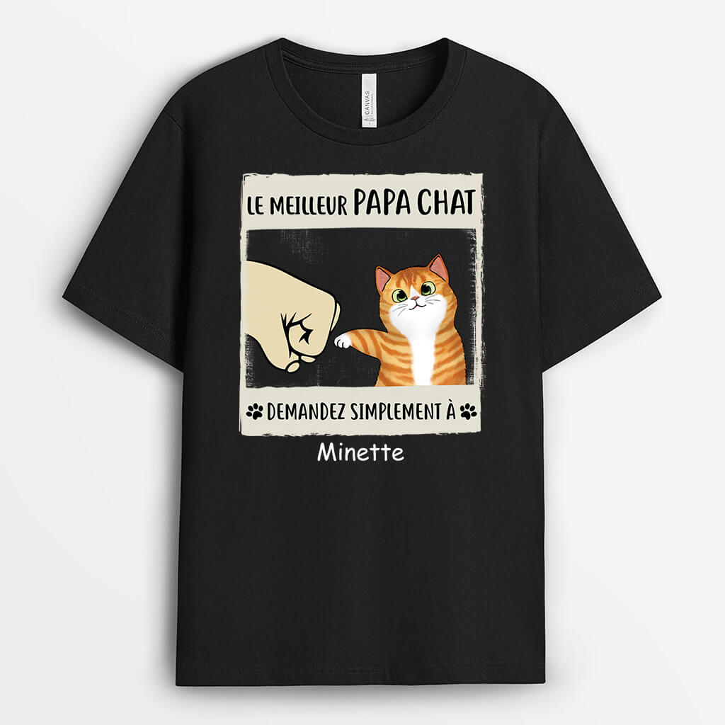 3123AFR1 meilleur papa chat de tous les temps tee shirt personnalise chat