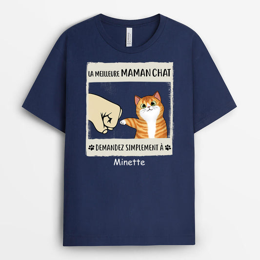 3123AFR2 meilleur papa chat de tous les temps tee shirt personnalise chat