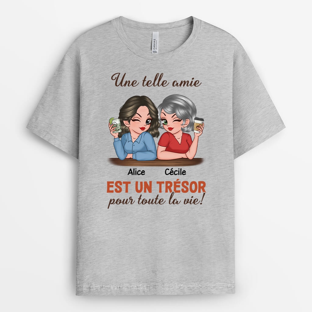 3129AFR2 une telle amie est un tresor pour toute la vie t shirt personnalise pour meilleure amie