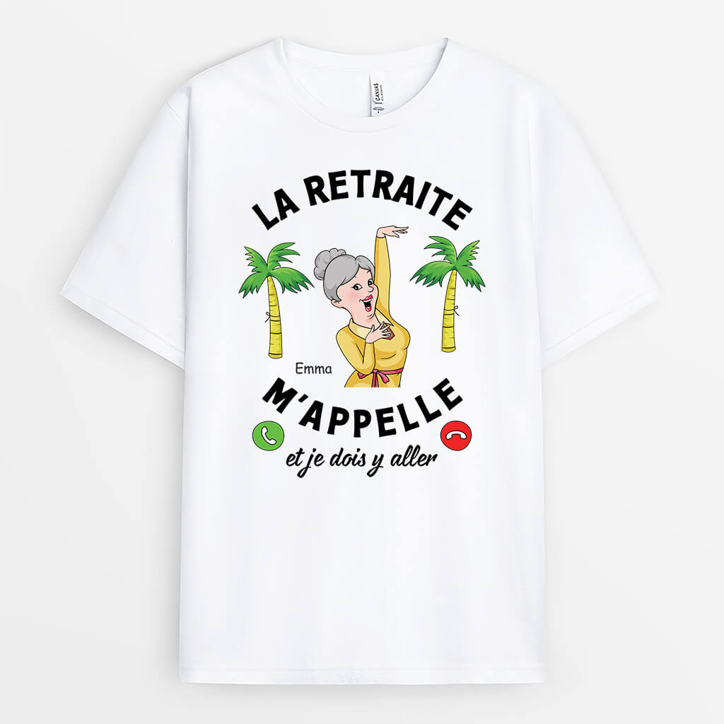 3138AFR1 la retraite mappelle version telephone t shirt retraite femme personnalise