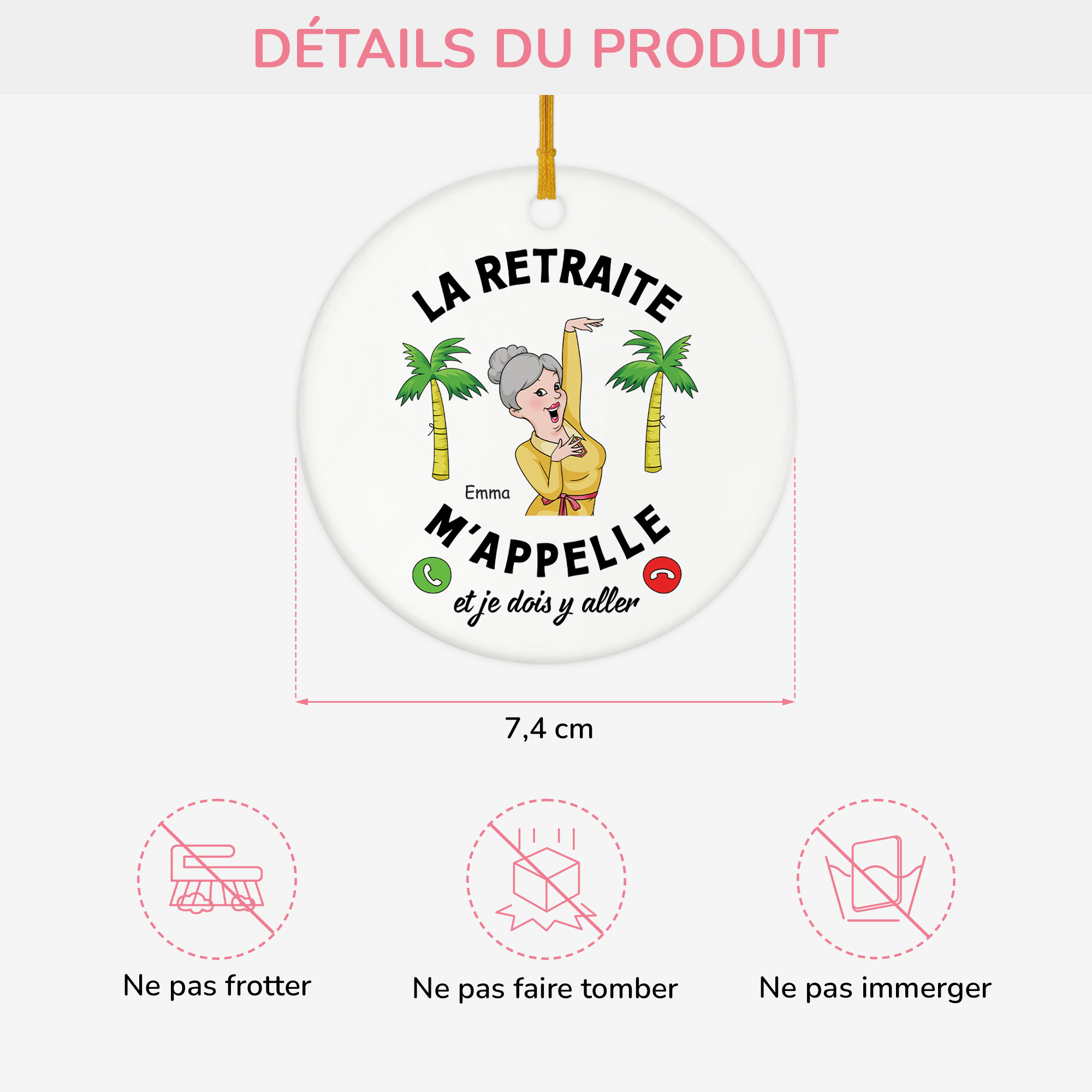 3138OFR3 ornement ceramique personnalise pour femme et homme la retraite mappelle 3138o