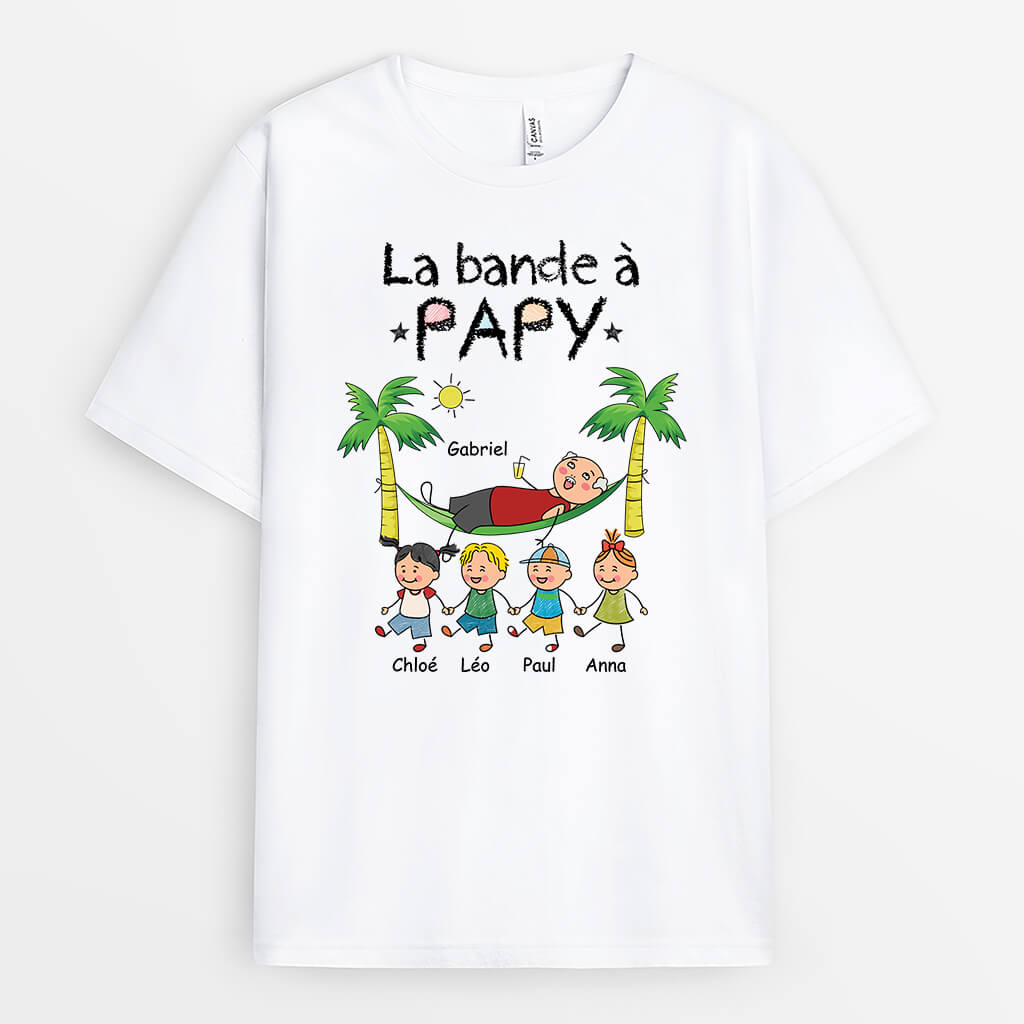 3140AFR1 la bande a papy avec ses petits enfants version hawai tee shirt pour papy personnalise