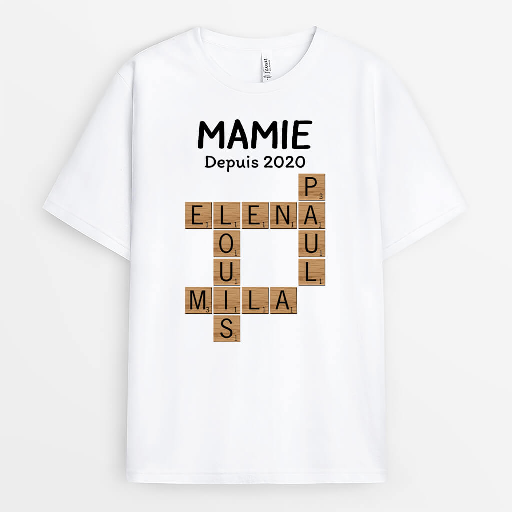 3141AFR1 mamie depuis version mots croises t shirt personnalise pour mamie