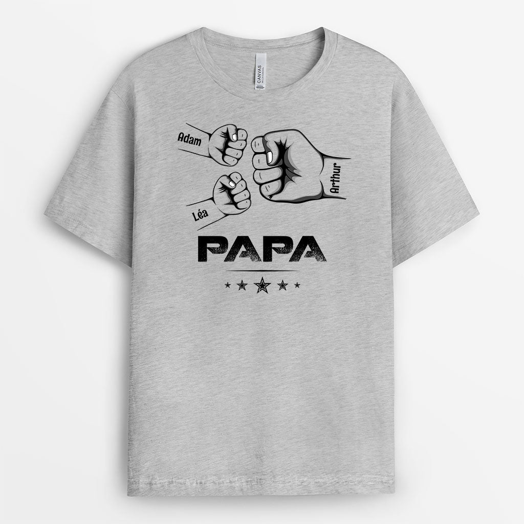 3143AFR2 papy avec coups de poing version dessin monochrome t shirt personnalise pour papy