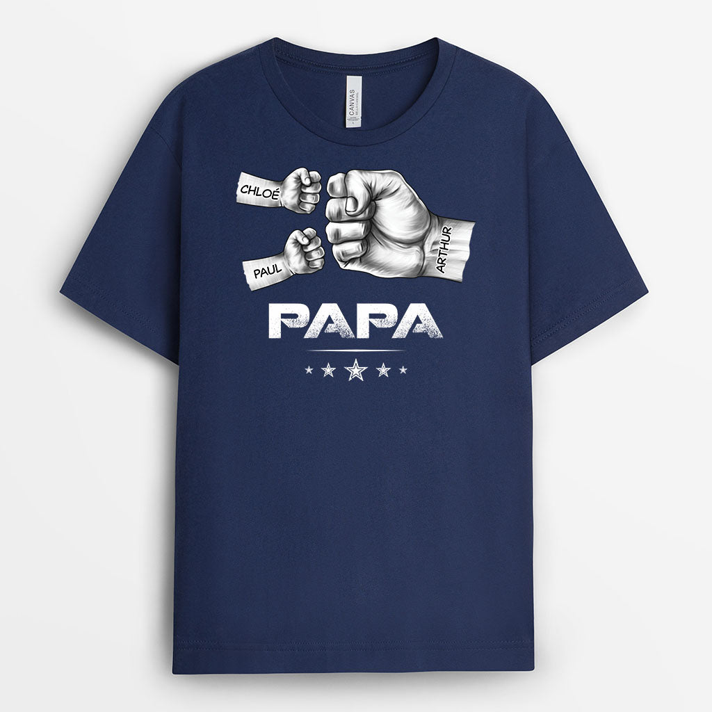 3144AFR2 papy avec coups de poing reels version monochrome t shirt personnalise pour papy