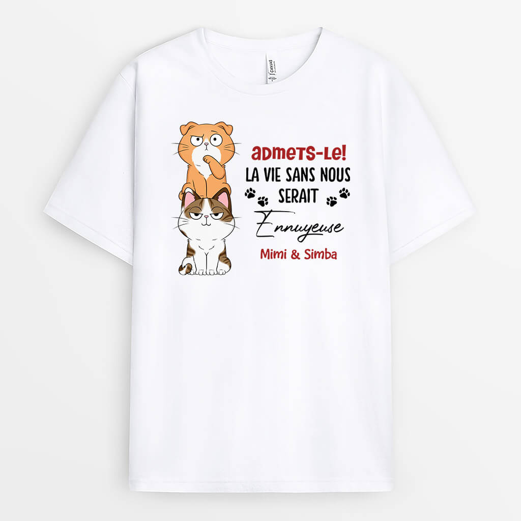 3149AFR2 la vie serait ennuyeuse sans nous version chiens empiles t shirt personnalise chien