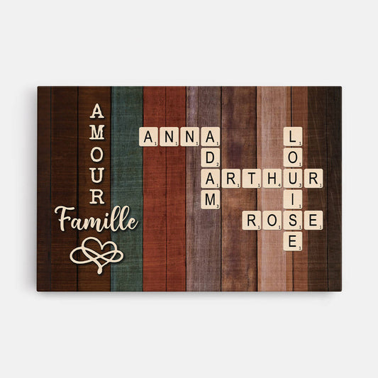 3150CFR1 amour et famille version mots croises toile personnalisable pour famille