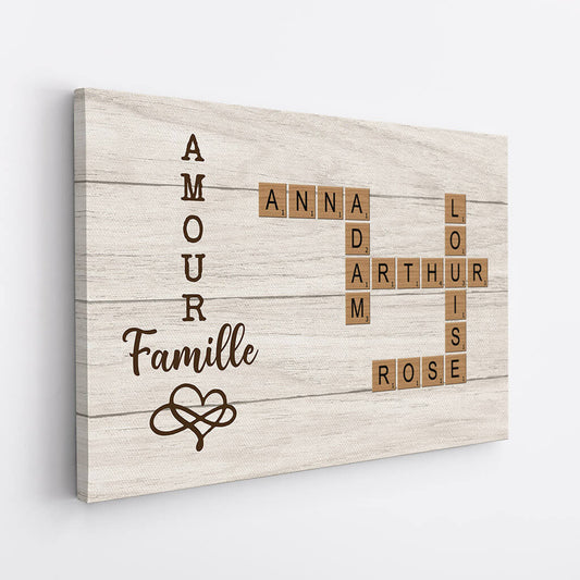 3150CFR2 amour et famille version mots croises toile personnalisable pour famille