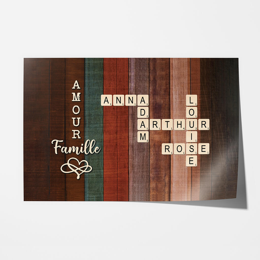 3150SFR1 amour et famille version mots croises poster pour famille personnalise