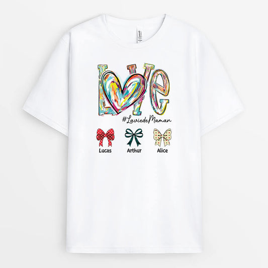 3154AFR2 la vie de mamie version bonhomme de neige et des noeuds tee shirt personnalise pour mamie