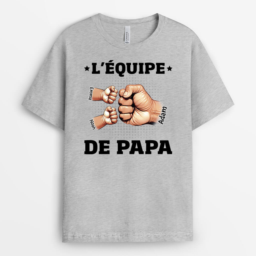 3157AFR1 lequipe de papa version coups de poing t shirt personnalise pour papa