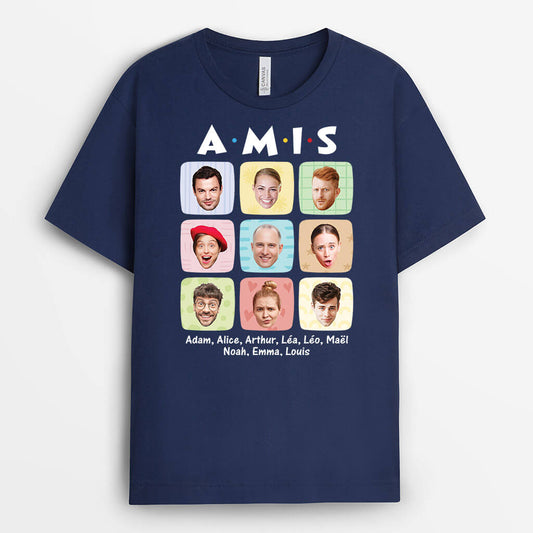 3158AFR2 meilleurs amis version coloree avec visages t shirt pour meilleures amis personnalise