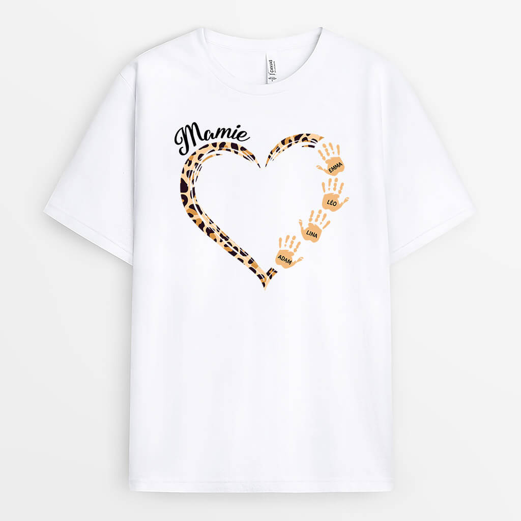 3169AFR1 mamie coeur leopard tee shirt pour mamie personnalise