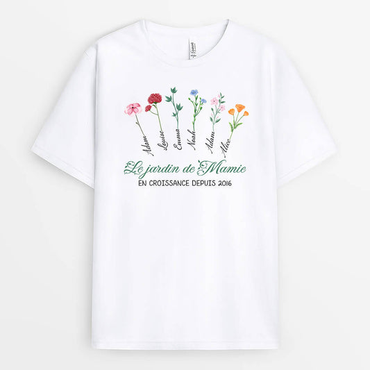 3173AFR1 la jardin de mamie version fleurs sauvages t shirt pour mamie personnalise