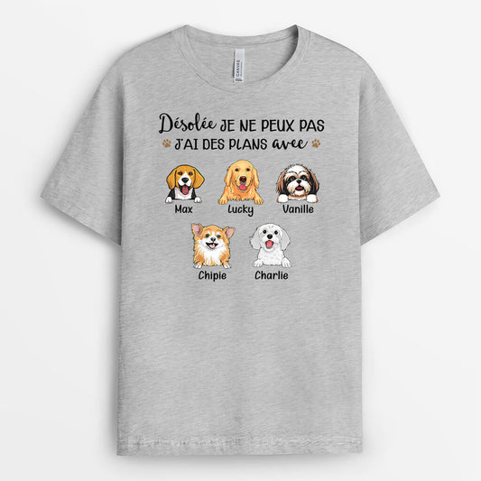 3174AFR2 desole jai des plans avec mes chiens t shirt personnalise chien