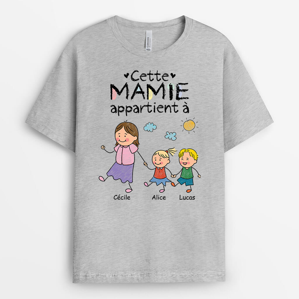 3175AFR2 la bande a mamie version dessin familial aux crayons des couleurs t shirt mamie personnalisable