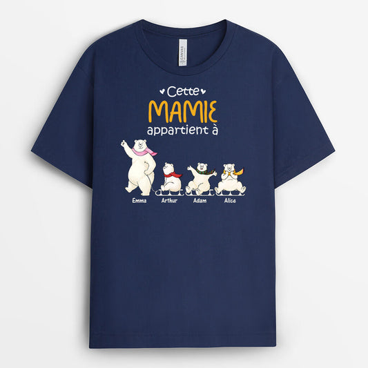 3176AFR1 cette mamie appartient a version famille dours blancs t shirt personnalise mamie